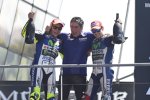 Valentino Rossi, Kouichi Tsuji und Jorge Lorenzo (Yamaha) 