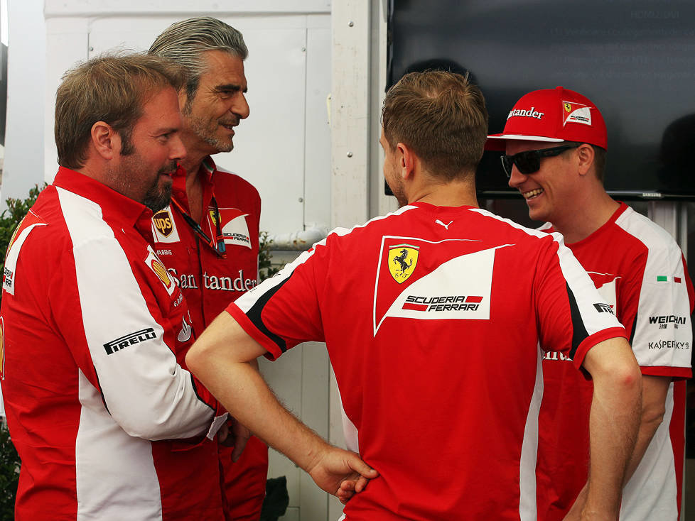 Maurizio Arrivabene, Sebastian Vettel, Kimi Räikkönen