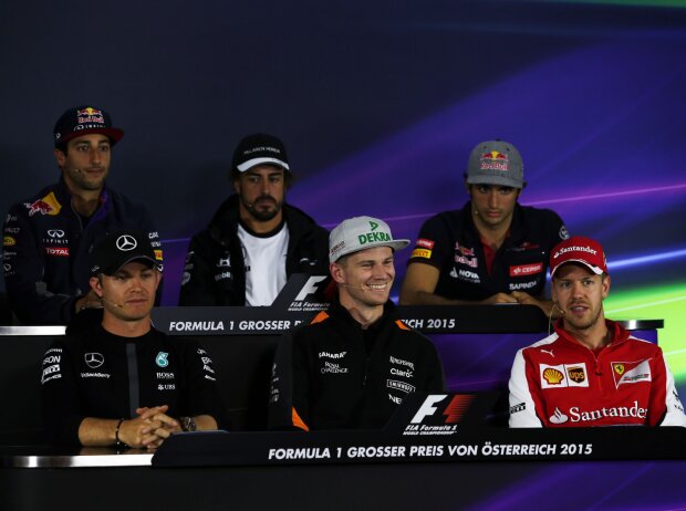 Daniel Ricciardo, Fernando Alonso, Carlos Sainz, Nico Rosberg, Nico Hülkenberg, Sebastian Vettel Daniel Ricciardo, Fernando Alonso, Carlos Sainz, Nico Rosberg, Nico Hülkenberg, Sebastian Vettel