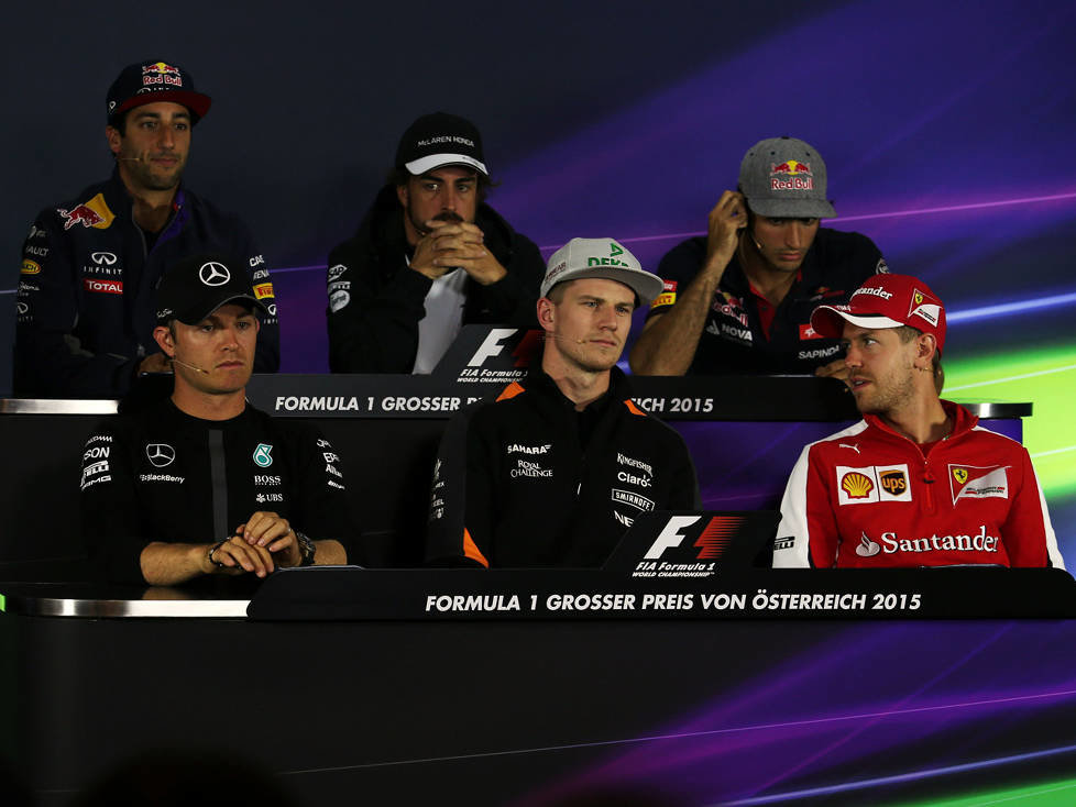 Daniel Ricciardo, Fernando Alonso, Carlos Sainz, Nico Rosberg, Nico Hülkenberg, Sebastian Vettel