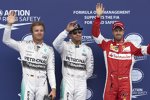 Lewis Hamilton (Mercedes), Nico Rosberg (Mercedes) und Sebastian Vettel (Ferrari) 