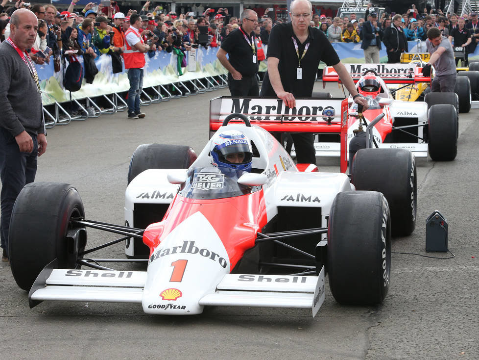 Alain Prost und Niki Lauda, McLaren, Legendenparade