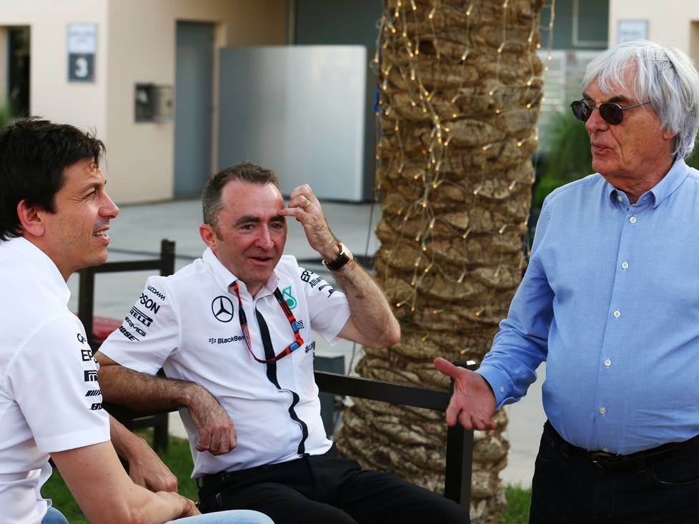 Toto Wolff, Bernie Ecclestone, Paddy Lowe