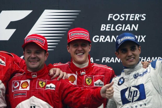 ~Michael Schumacher, Rubens Barrichello und Juan Pablo Montoya in Spa-Francorchamps 2002~ ~Michael Schumacher, Rubens Barrichello und Juan Pablo Montoya in Spa-Francorchamps 2002~