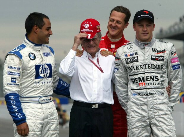 Titel-Bild zur News: Michael Schumacher, Kimi Räikkönen, Bernie Ecclestone