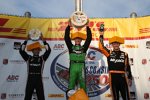 Das Milwaukee-Podium: Sebastien Bourdais, Helio Castroneves und Graham Rahal