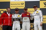 Pascal Wehrlein (HWA-Mercedes 2), Edoardo Mortara (Abt-Audi) und Paul di Resta (HWA-Mercedes) 