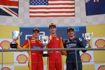 Alexander Rossi (Racing Engineering), Jordan King (Racing Engineering) und Mitch Evans (Russian Time) 