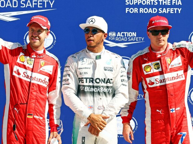 Titel-Bild zur News: Sebastian Vettel, Lewis Hamilton, Kimi Räikkönen