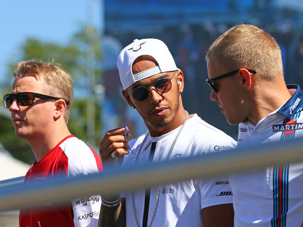 Lewis Hamilton, Valtteri Bottas, Max Verstappen, Justin Wilson, Kimi Räikkönen