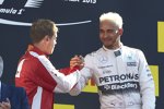 Sebastian Vettel (Ferrari) und Lewis Hamilton (Mercedes) 