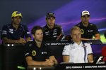 Felipe Nasr (Sauber), Sergio Perez (Force India), Pastor Maldonado (Lotus), Romain Grosjean (Lotus) und Valtteri Bottas (Williams) 