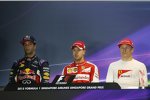 Sebastian Vettel (Ferrari), Kimi Räikkönen (Ferrari) und Daniel Ricciardo (Red Bull) 