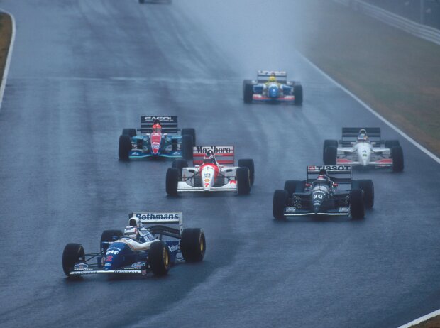 Nigel Mansell, Heinz-Harald Frentzen, Mika Häkkinen Nigel Mansell, Heinz-Harald Frentzen, Mika Häkkinen