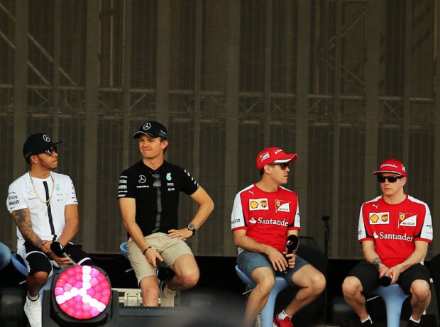 Titel-Bild zur News: Kimi Räikkönen, Lewis Hamilton, Nico Rosberg, Sebastian Vettel
