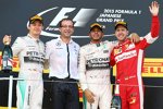 Lewis Hamilton (Mercedes), Nico Rosberg (Mercedes) und Sebastian Vettel (Ferrari) 