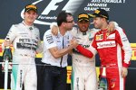 Lewis Hamilton (Mercedes), Nico Rosberg (Mercedes) und Sebastian Vettel (Ferrari) 