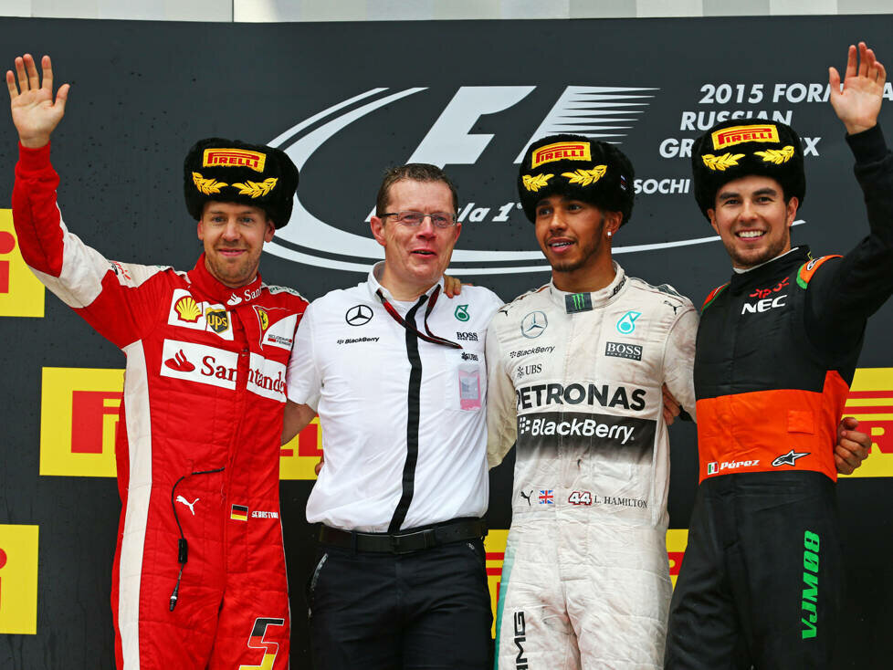 Sebastian Vettel, Lewis Hamilton, Sergio Perez