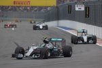 Nico Rosberg (Mercedes), Lewis Hamilton (Mercedes) und Valtteri Bottas (Williams) 