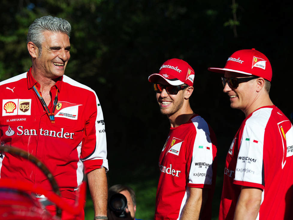 Maurizio Arrivabene, Sebastian Vettel, Kimi Räikkönen