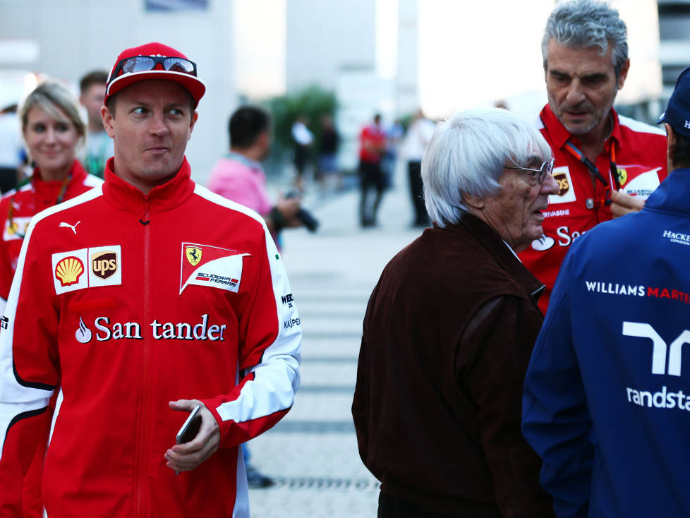 Kimi Räikkönen, Bernie Ecclestone, Maurizio Arrivabene und Felipe Massa