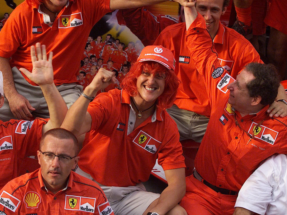 Luca Badoer, Michael Schumacher, Rubens Barrichello, Jean Todt