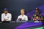 Lewis Hamilton (Mercedes), Nico Rosberg (Mercedes) und Daniel Ricciardo (Red Bull)  bei der Pressekonferenz nach dem Qualifying.