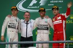 Lewis Hamilton (Mercedes), Nico Rosberg (Mercedes) und Sebastian Vettel (Ferrari) 