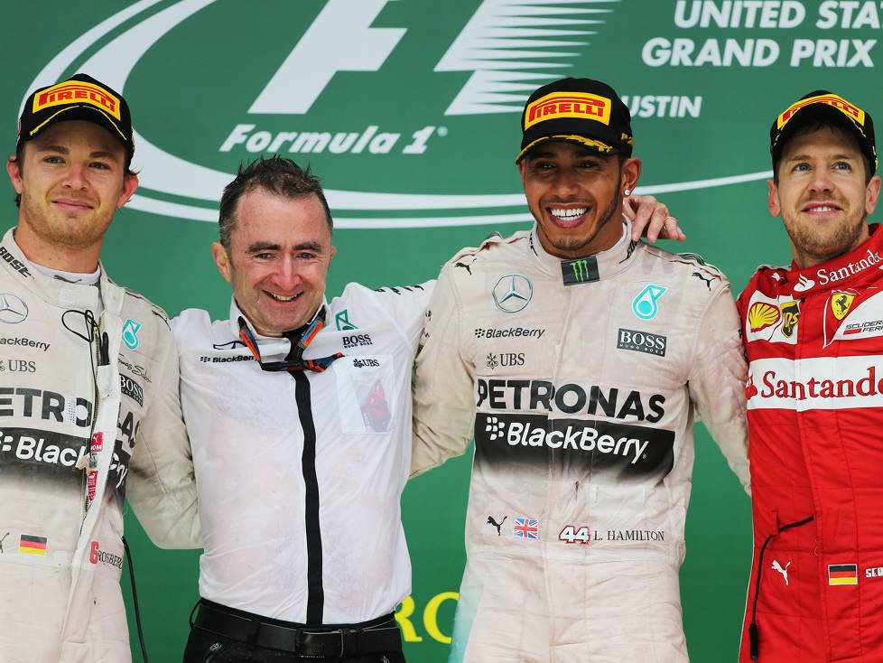 Nico Rosberg, Paddy Lowe, Lewis Hamilton, Sebastian Vettel