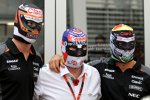 Nico Hülkenberg (Force India), Nigel Mansell und Sergio Perez (Force India) 