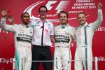 Nico Rosberg (Mercedes), Lewis Hamilton (Mercedes) und Valtteri Bottas (Williams) 