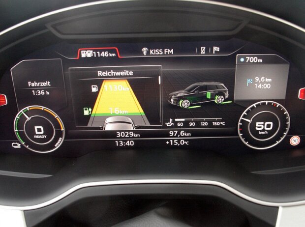 Reichweitenanzeige des Audi Q7 E-Tron 3.0 TDI Quattro