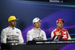 Lewis Hamilton (Mercedes), Nico Rosberg (Mercedes) und Sebastian Vettel (Ferrari) 