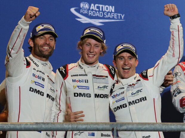 Titel-Bild zur News: Mark Webber, Brendon Hartley, Timo Bernhard
