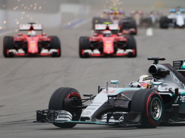 Titel-Bild zur News: Lewis Hamilton, Sebastian Vettel, Kimi Räikkönen