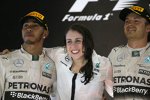 Lewis Hamilton (Mercedes), Kimberly Stevens (Mercedes) und Nico Rosberg (Mercedes) 