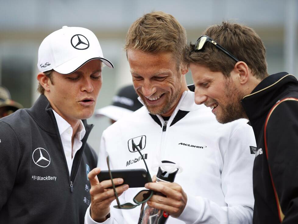 Nico Rosberg, Jenson Button, Romain Grosjean