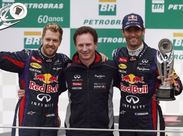 Titel-Bild zur News: Sebastian Vettel, Christian Horner, Mark Webber
