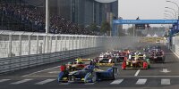 Start zum Formel-E-Rennen in Peking: Nicolas Prost vor Lucas di Grassi und Daniel Abt