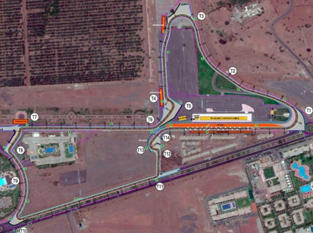 Titel-Bild zur News: Plan der neuen WTCC-Rennstrecke von Marrakesch