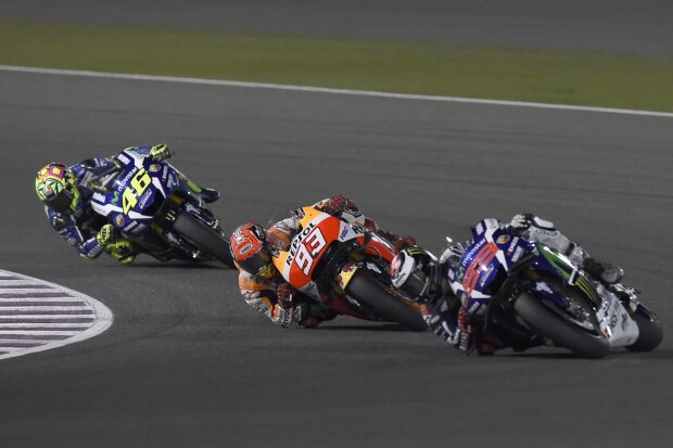  ~Jorge Lorenzo vor Marc Marquez und Valentino Rossi ~             