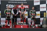 Tom Sykes, Chaz Davies und Jonathan Rea 