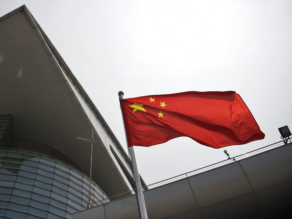 Chinesische Flagge in Schanghai