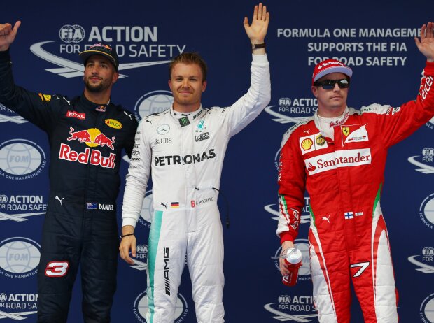 Daniel Ricciardo, Nico Rosberg, Kimi Räikkönen
