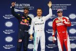 Daniel Ricciardo (Red Bull), Nico Rosberg (Mercedes) und Kimi Räikkönen (Ferrari) 