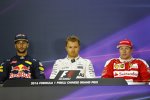Daniel Ricciardo (Red Bull), Nico Rosberg (Mercedes) und Kimi Räikkönen (Ferrari) 