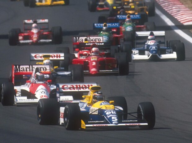 Gerhard Berger, Riccardo Patrese, Nigel Mansell, Jean Alesi, Andrea de Cesaris, Nelson Piquet Jun.