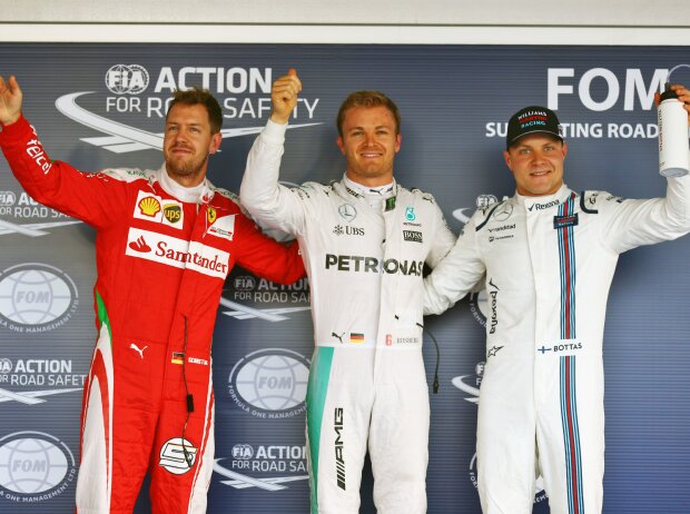Titel-Bild zur News: Sebastian Vettel, Nico Rosberg, Valtteri Bottas