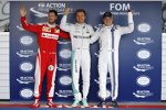 Nico Rosberg (Mercedes), Sebastian Vettel (Ferrari) und Valtteri Bottas (Williams) 