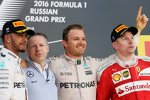 Sebastian Vettel (Ferrari), Nico Rosberg (Mercedes) und Daniil Kwjat (Red Bull) 